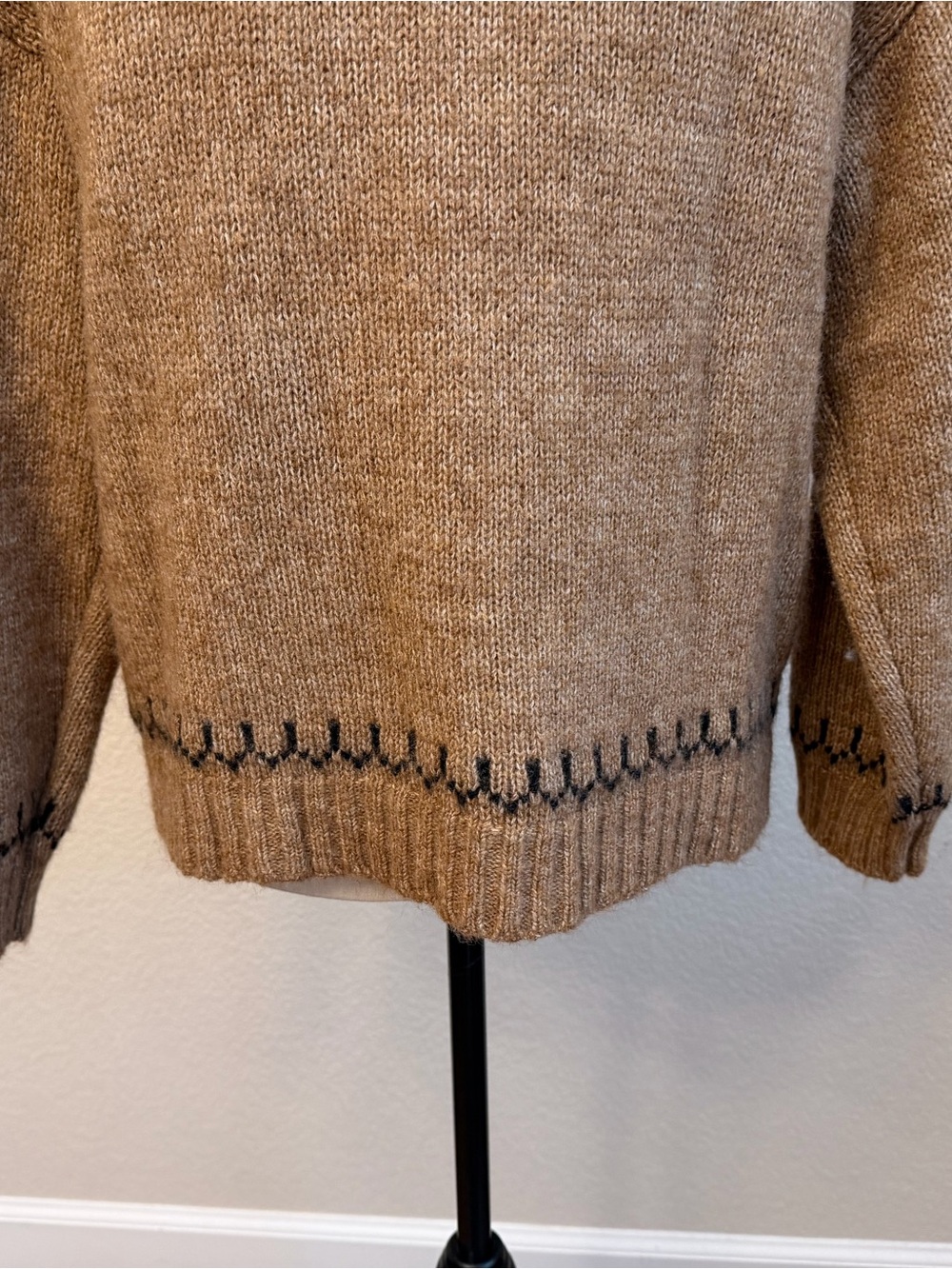 Old Navy Brown Horse Intarsia V-Neck Button Cardigan oversized Sz S Wool Blend - Picture 9 of 13